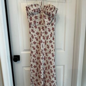 Réalisation Par Silk Dress with Red Floral Design